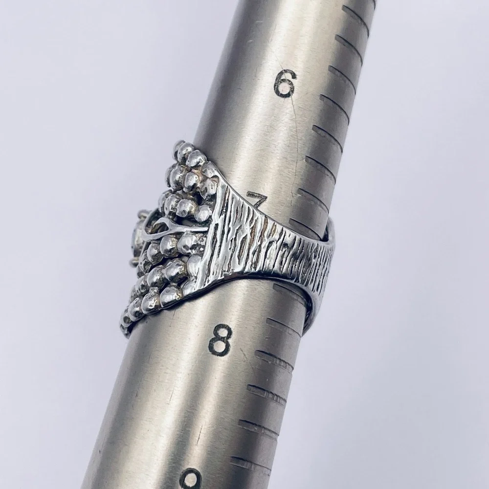 Shablool Israel Didae Sterling Silver Ring Cubic Zirconia Sparkling CZ Wide Ring